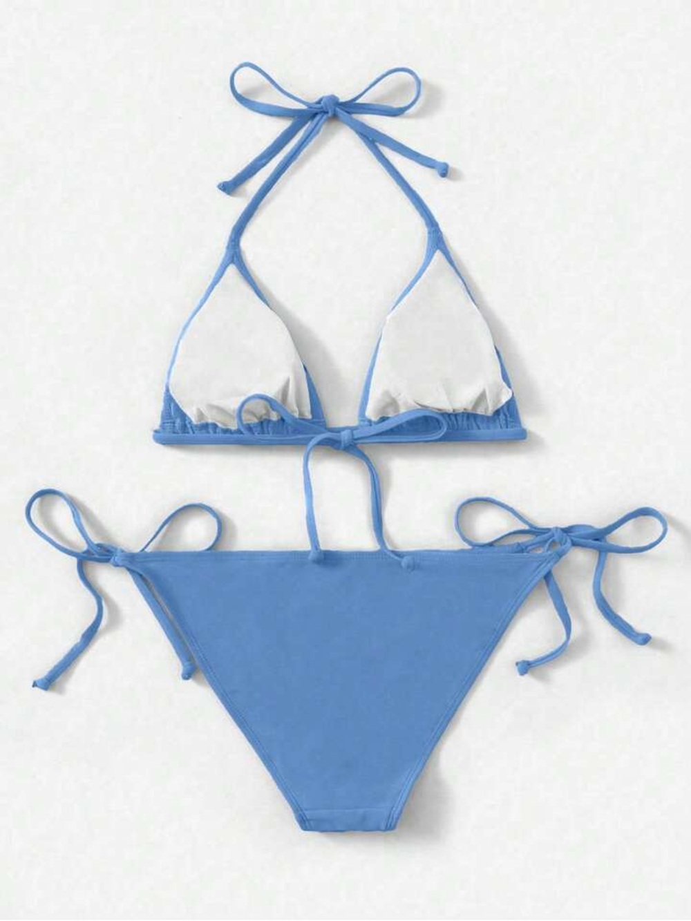 Blue Tie-String Triangle Bikini Set - Picture 2 of 5
